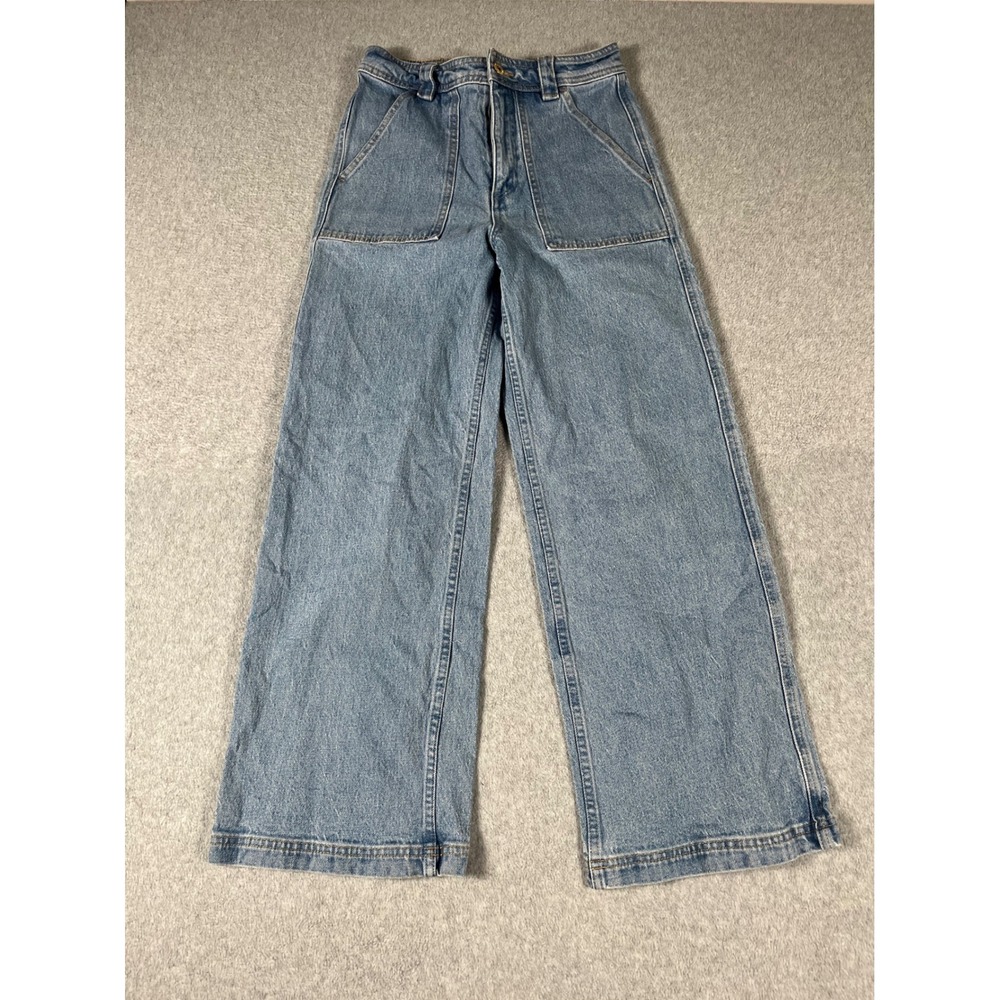 Roark HWY Women 26 Light Wash Wide Leg Sailor Jeans Utility Patch Pocket  Denim